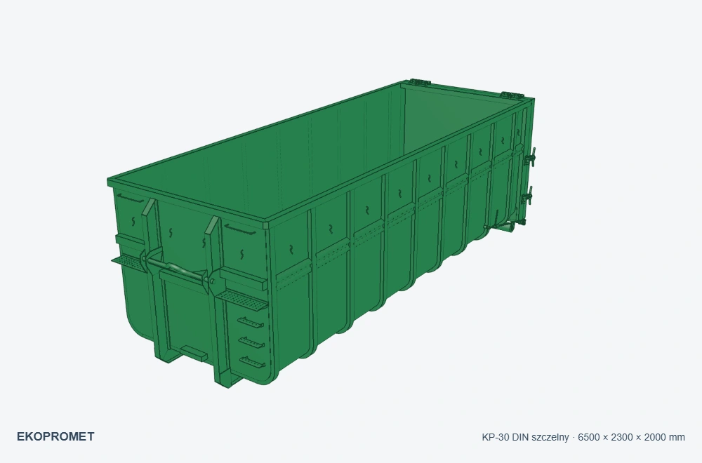 KP-30 DIN szczelny EKOPROMET — zielony, wymiary wewnętrzne 6500 × 2300 × 2000 mm